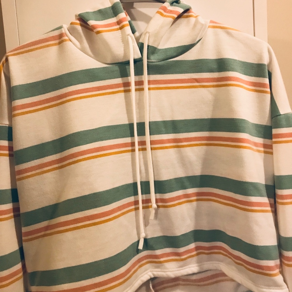 Charlotte Russe Striped Cropped Hoodie